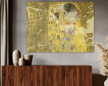 Kaart van Amsterdam met de Kus van Gustav Klimt van Map Art Studio