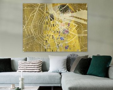 Kaart van Amsterdam Centrum met de Kus van Gustav Klimt van Map Art Studio