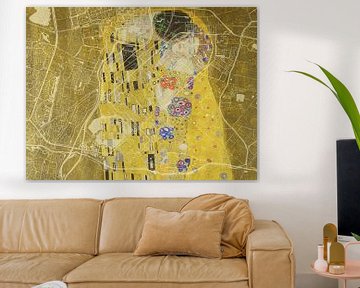 Kaart van Heerhugowaard met de Kus van Gustav Klimt van Map Art Studio