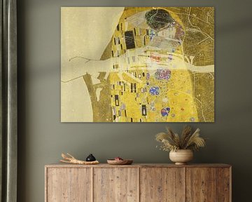 Kaart van IJmuiden met de Kus van Gustav Klimt van Map Art Studio