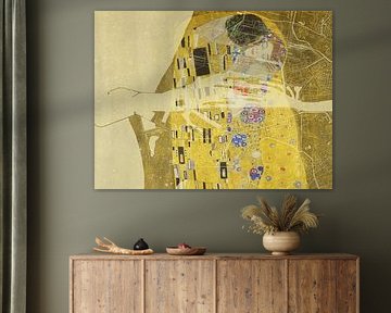Map of IJmuiden with the Kiss by Gustav Klimt by De Kaartenwinkel