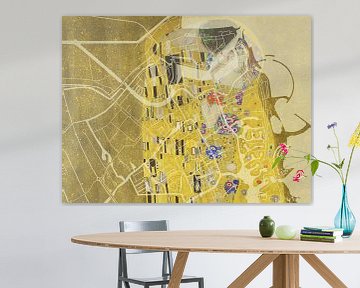 Kaart van Medemblik met de Kus van Gustav Klimt van Map Art Studio