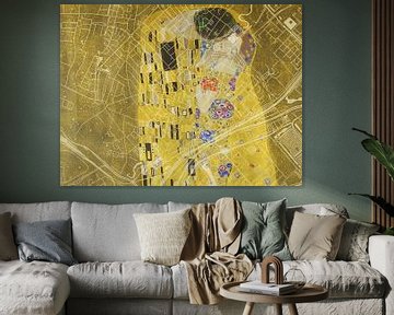 Kaart van Beverwijk met de Kus van Gustav Klimt van Map Art Studio