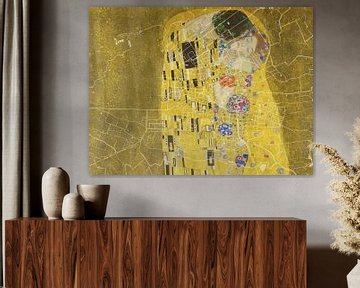 Kaart van Bergen met de Kus van Gustav Klimt van Map Art Studio