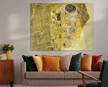 Kaart van Volendam met de Kus van Gustav Klimt van Map Art Studio