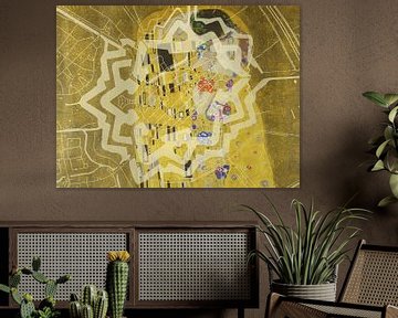 Kaart van Naarden met de Kus van Gustav Klimt van Map Art Studio