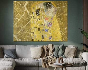 Kaart van Zwolle met de Kus van Gustav Klimt van Map Art Studio
