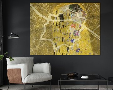 Map of Zwolle Centrum with the Kiss by Gustav Klimt by Map Art Studio