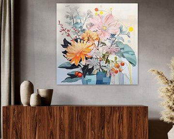 Blumenstillleben Vase mit Blumen von Vlindertuin Art