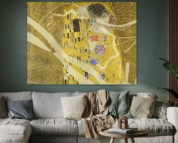 Kaart van Deventer Centrum met de Kus van Gustav Klimt van De Kaartenwinkel