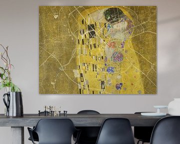 Kaart van Almelo met de Kus van Gustav Klimt van Map Art Studio
