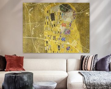 Kaart van Hengelo met de Kus van Gustav Klimt van Map Art Studio