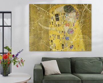 Karte von Amersfoort dem Kuss von Gustav Klimt von Map Art Studio