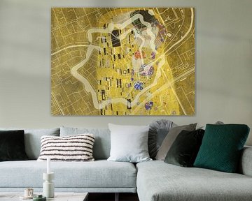 Kaart van Woerden Centrum met de Kus van Gustav Klimt van Map Art Studio