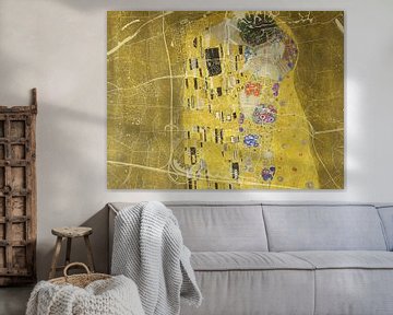 Kaart van Goes met de Kus van Gustav Klimt van Map Art Studio