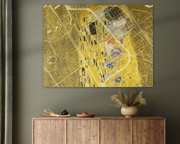 Carte de Delft Centrum avec le Baiser de Gustav Klimt sur Map Art Studio