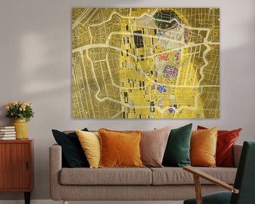 Map of Leiden Centrum with the Kiss by Gustav Klimt by Map Art Studio