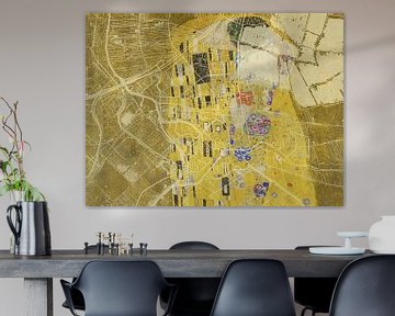 Kaart van Gouda met de Kus van Gustav Klimt van Map Art Studio