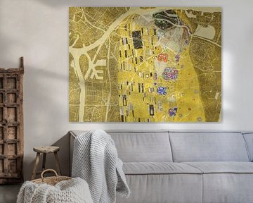 Karte von Dordrecht dem Kuss von Gustav Klimt von Map Art Studio