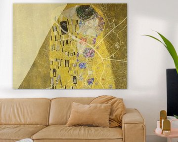 Karte von Katwijk dem Kuss von Gustav Klimt von Map Art Studio