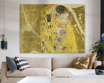 Kaart van Ridderkerk met de Kus van Gustav Klimt van Map Art Studio