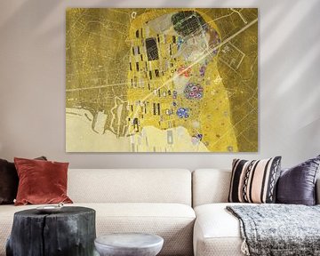 Kaart van Hellevoetsluis met de Kus van Gustav Klimt van Map Art Studio