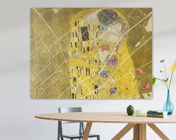 Map of Leidschendam with the Kiss by Gustav Klimt by Map Art Studio