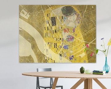 Kaart van Maassluis met de Kus van Gustav Klimt van Map Art Studio
