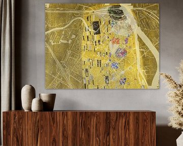 Kaart van Hendrik-Ido-Ambacht met de Kus van Gustav Klimt van Map Art Studio