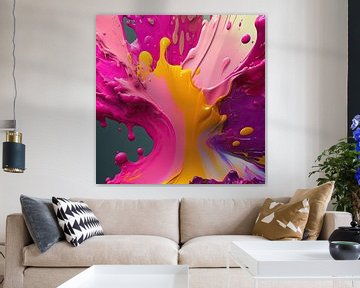 Paint splatters pink orange purple by Marianne Ottemann - OTTI