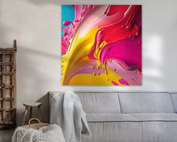 PAINT SPLASH in geel rood roze met wat aqua van Marianne Ottemann - OTTI