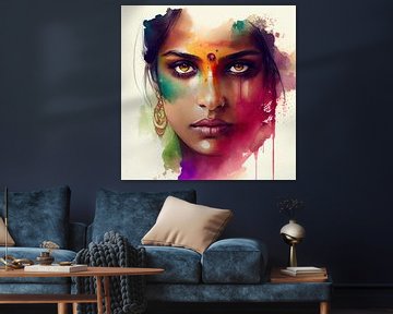 Watercolor Hindu Woman #2 by Chromatic Fusion Studio