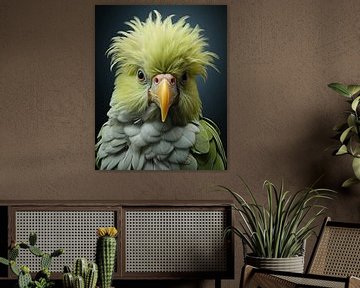 Humoristische vogel in groen van Studio Allee