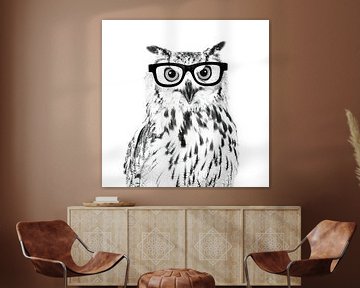 Wisdom, an owl with glasses by Elles Rijsdijk