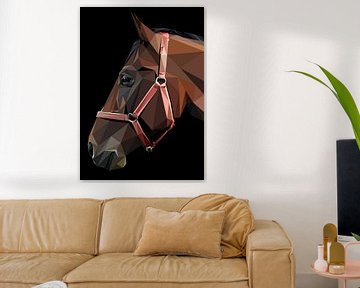 Brown Horse Head Seitenansicht Low Poly Abstract von Yoga Art 15