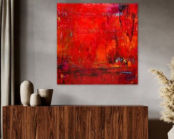 Red | Rood schilderij abstract van Anja Namink - Schilderijen