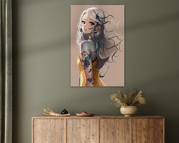 Anime artwork in oil painting style by Emiel de Lange