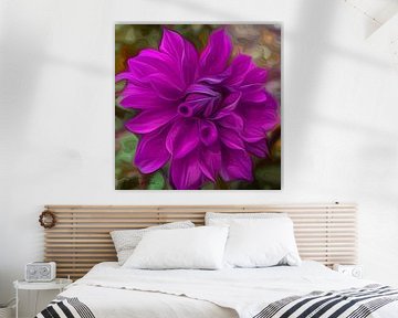 Une élégance enchanteresse : le dahlia rose peinture à l'huile