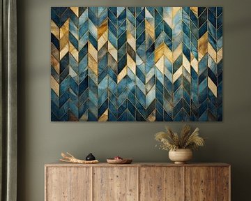 Goud en Blauw zigzag Patroon van Whale & Sons