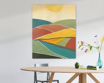 Velden in de zon minimalistisch landschap van Tanja Udelhofen