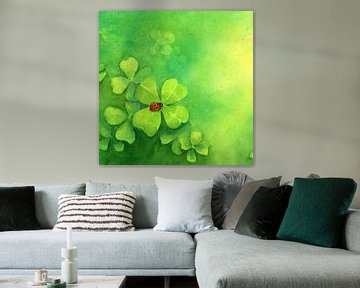 Ladybird on four-leaf clover by Karen Kaspar