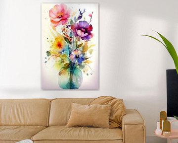 Aquarell-Blumen-Collage von Christian Ovís