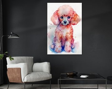 Watercolour of a poodle by Christian Ovís
