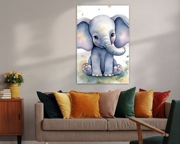 Aquarelle d'un éléphant sur Christian Ovís