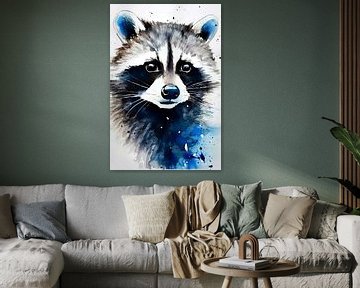 Watercolour of a raccoon by Christian Ovís