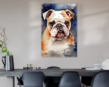 Aquarell einer Bulldogge von Christian Ovís