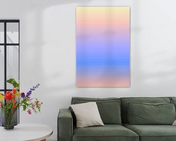 Paysage abstrait de coucher ou de lever de soleil en rose néon et bleu sur Dina Dankers