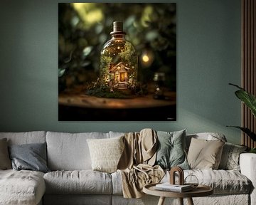 de natuur gevangen in een glazen potje/stolp van Gelissen Artworks