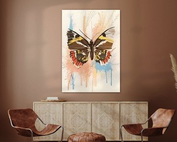 Papillon élégant et coloré dans un style graphique sur Emiel de Lange