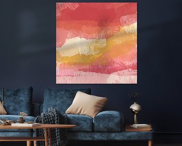 More color. Abstract landscape in pink and yellow. by Dina Dankers